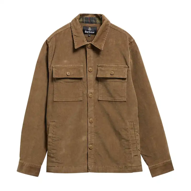 Säker betalning | Tartan Trimmed Cord Overshirt Sandstone